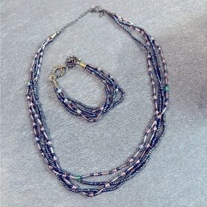 Matching beaded necklace & bracelet set